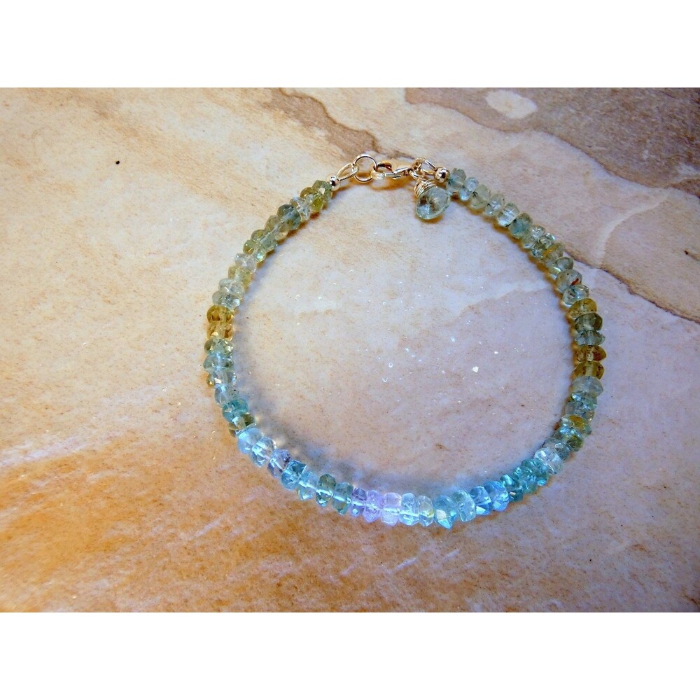 Morganite - Aquamarine - Sterling Silver Beaded Bracelet